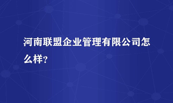 河南联盟企业管理有限公司怎么样？