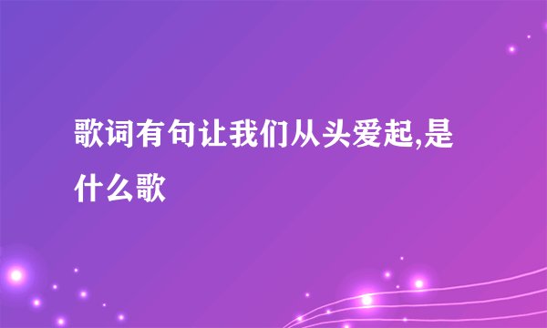 歌词有句让我们从头爱起,是什么歌