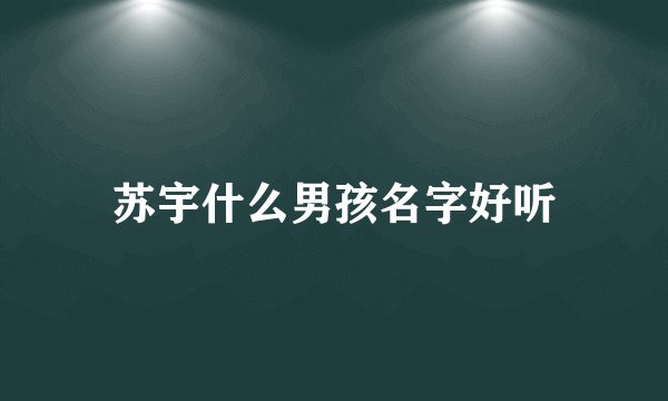 苏宇什么男孩名字好听