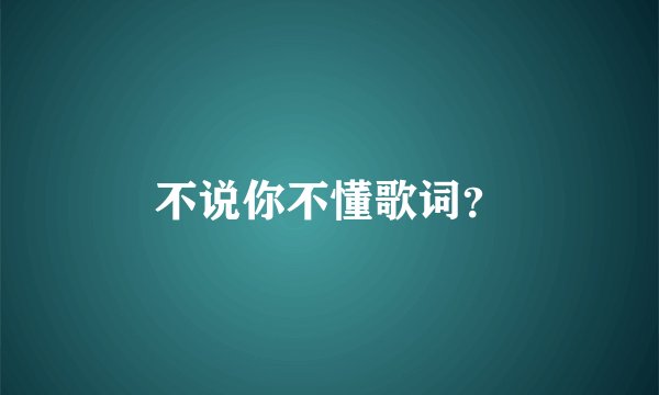 不说你不懂歌词？