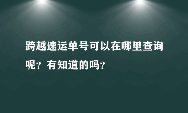 跨越速运单号可以在哪里查询呢？有知道的吗？