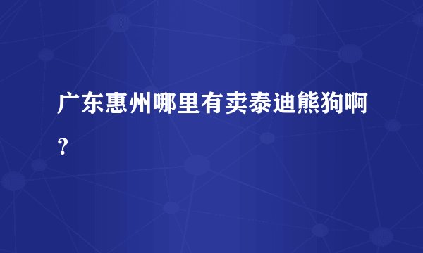广东惠州哪里有卖泰迪熊狗啊？