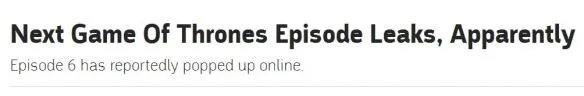 《权力的游戏》第七季第6集再遭泄露 HBO:我也很绝望啊
