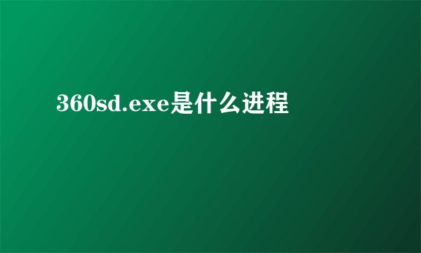 360sd.exe是什么进程