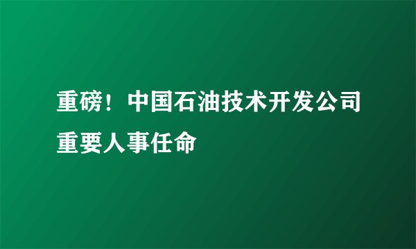 重磅！中国石油技术开发公司重要人事任命