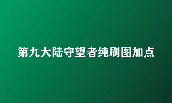 第九大陆守望者纯刷图加点