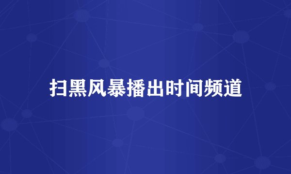 扫黑风暴播出时间频道