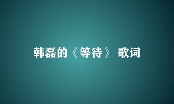 韩磊的《等待》 歌词