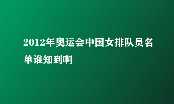 2012年奥运会中国女排队员名单谁知到啊