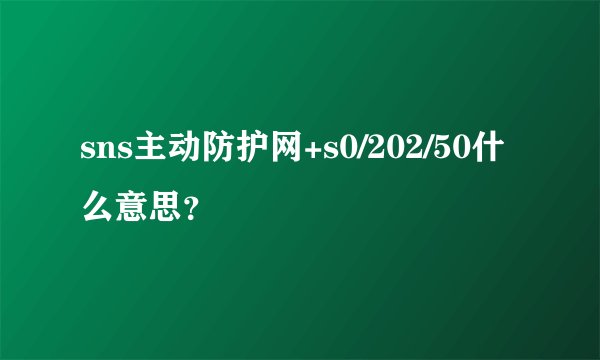 sns主动防护网+s0/202/50什么意思？