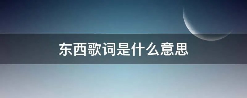 东西歌词是什么意思