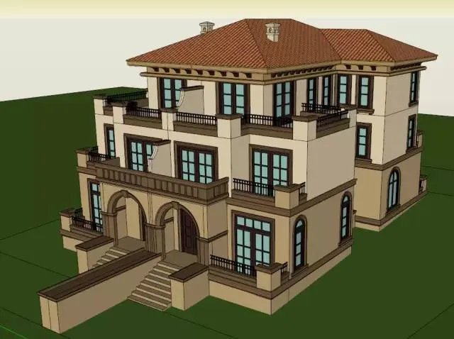 各种风格的石材别墅效果图