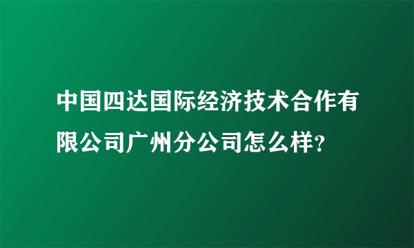 中国四达国际经济技术合作有限公司广州分公司怎么样？
