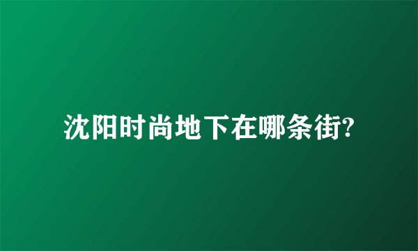 沈阳时尚地下在哪条街?