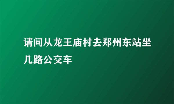 请问从龙王庙村去郑州东站坐几路公交车