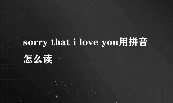 sorry that i love you用拼音怎么读