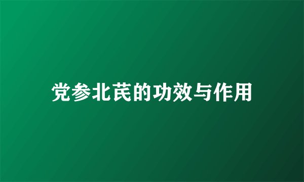 党参北芪的功效与作用