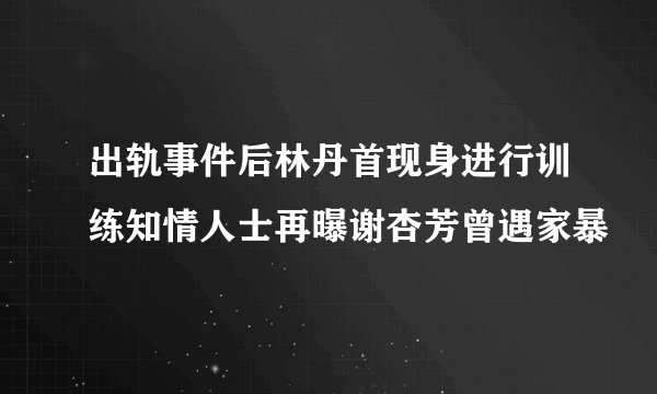 出轨事件后林丹首现身进行训练知情人士再曝谢杏芳曾遇家暴