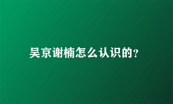 吴京谢楠怎么认识的？