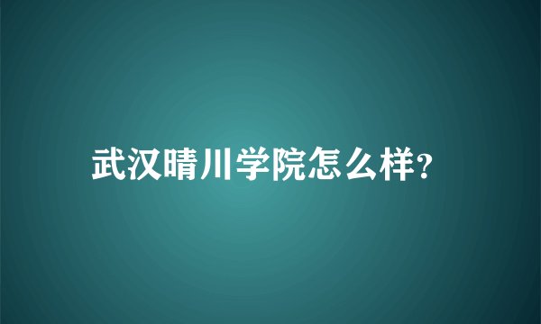武汉晴川学院怎么样？