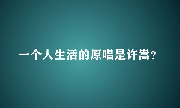 一个人生活的原唱是许嵩？