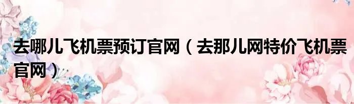 去哪儿飞机票预订官网（去那儿网特价飞机票官网）