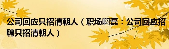 公司回应只招清朝人（职场啊磊：公司回应招聘只招清朝人）