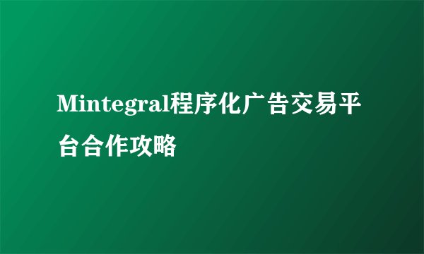 Mintegral程序化广告交易平台合作攻略