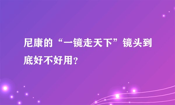 尼康的“一镜走天下”镜头到底好不好用？
