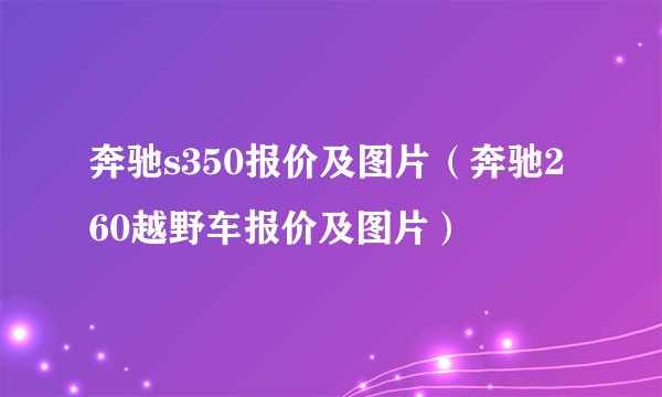 奔驰s350报价及图片（奔驰260越野车报价及图片）