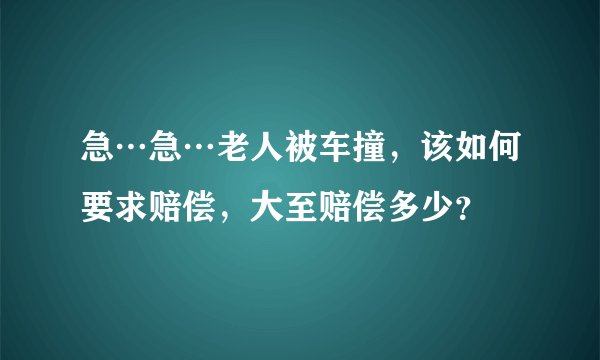急…急…老人被车撞，该如何要求赔偿，大至赔偿多少？