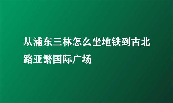 从浦东三林怎么坐地铁到古北路亚繁国际广场