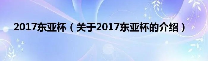 2017东亚杯（关于2017东亚杯的介绍）