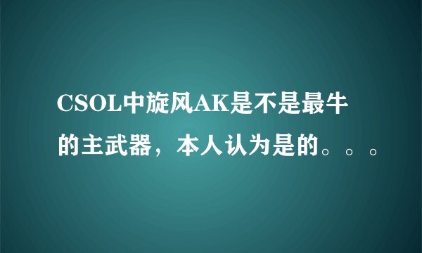 CSOL中旋风AK是不是最牛的主武器，本人认为是的。。。