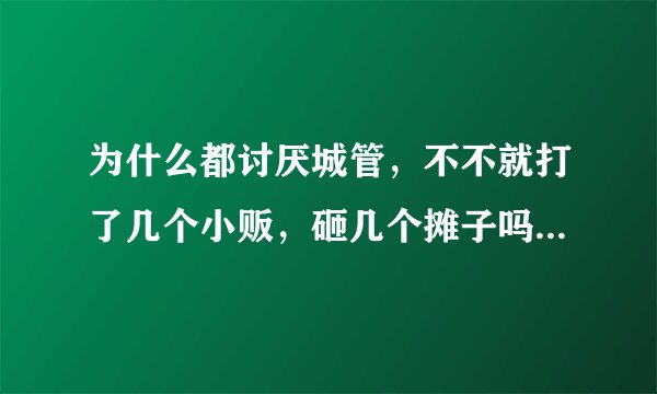 为什么都讨厌城管，不不就打了几个小贩，砸几个摊子吗，，他们跟你们有没有血缘关系，少一个小贩对你们买