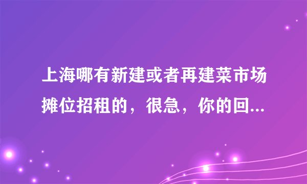 上海哪有新建或者再建菜市场摊位招租的，很急，你的回答对我很重要！
