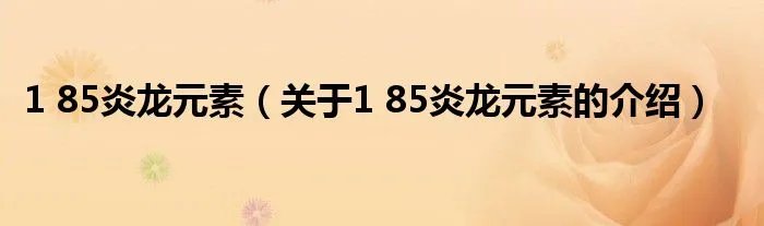 1 85炎龙元素（关于1 85炎龙元素的介绍）