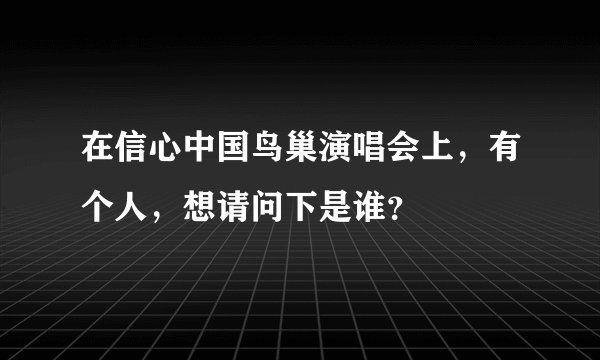 在信心中国鸟巢演唱会上，有个人，想请问下是谁？