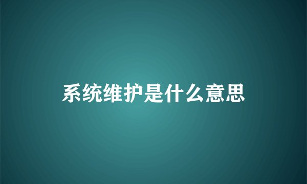 系统维护是什么意思