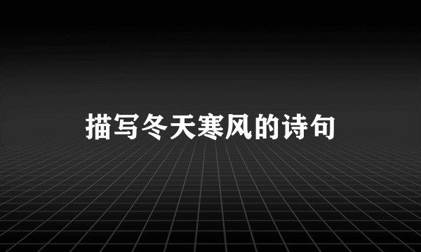 描写冬天寒风的诗句