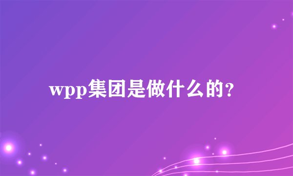 wpp集团是做什么的？