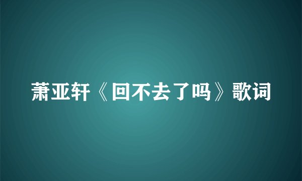 萧亚轩《回不去了吗》歌词