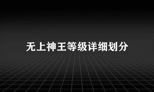 无上神王等级详细划分