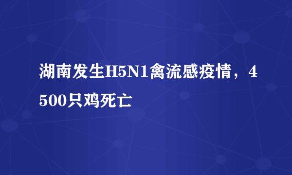 湖南发生H5N1禽流感疫情，4500只鸡死亡