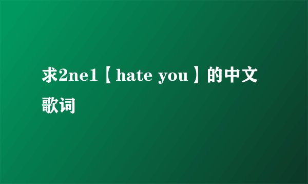 求2ne1【hate you】的中文歌词