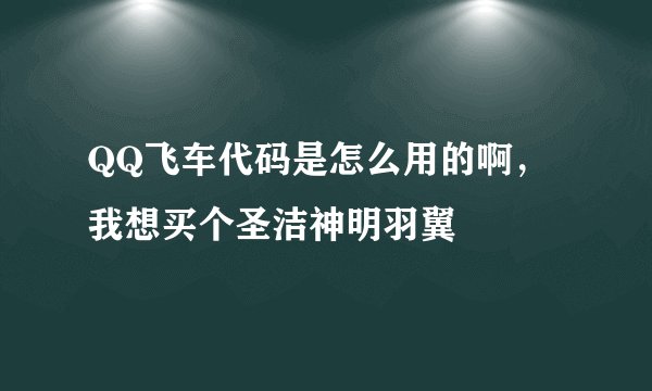 QQ飞车代码是怎么用的啊，我想买个圣洁神明羽翼