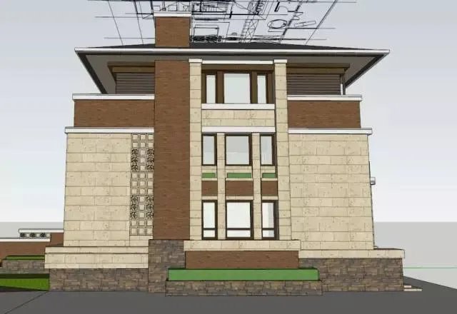 各种风格的石材别墅效果图