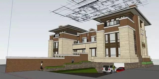 各种风格的石材别墅效果图