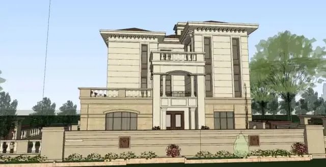 各种风格的石材别墅效果图