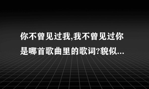 你不曾见过我,我不曾见过你是哪首歌曲里的歌词?貌似是首老歌？